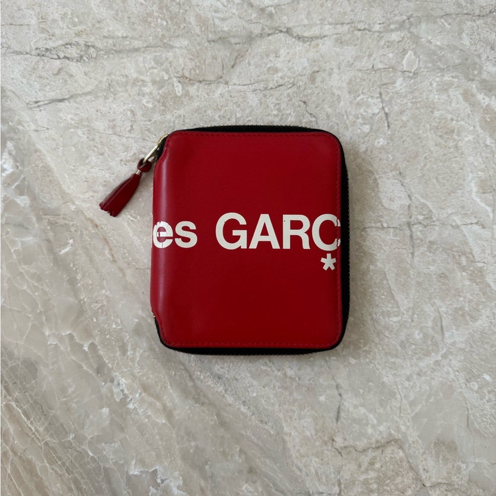 Comme des Garcons Huge Logo Red Zip Compact Wallet